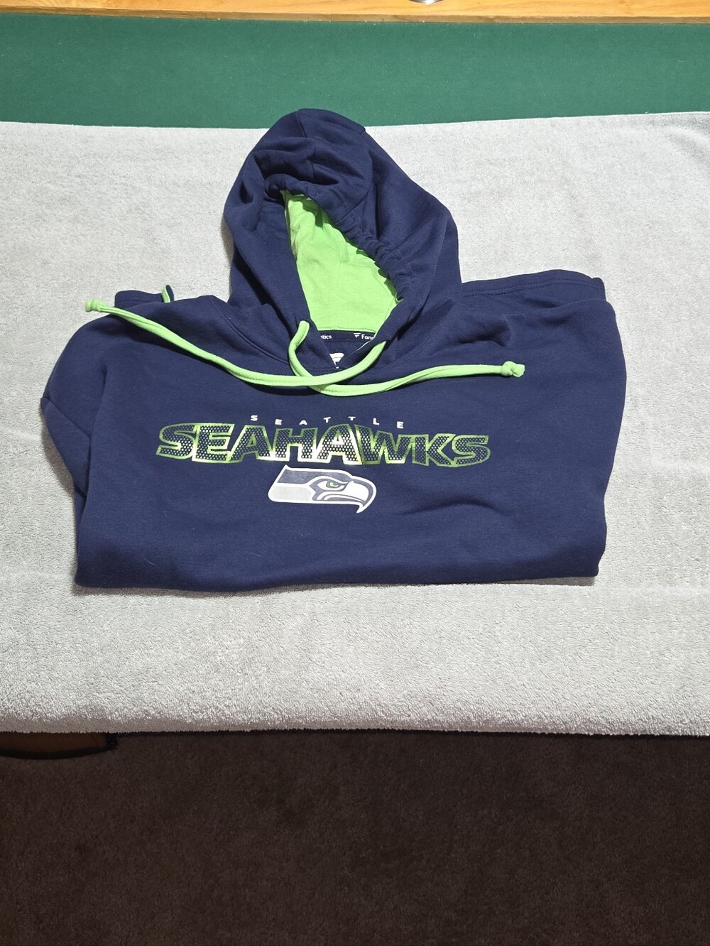 Fanatics Navy Hoodie with Neon Green Accents - Seahawks Logo